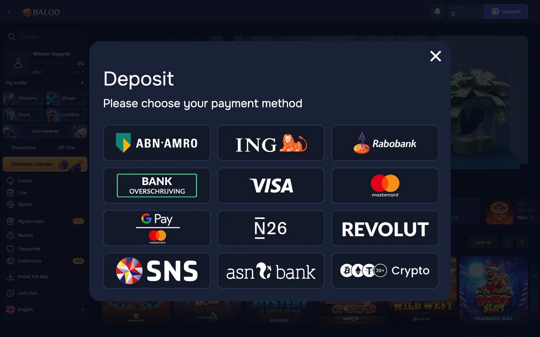 Baloobet μέθοδοι πληρωμής με Visa Mastercard Revolut και τράπεζα